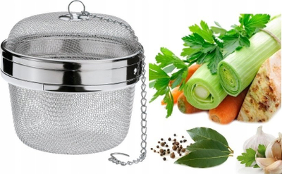 Infuzor çaji Brunbeste BB-1184, çelik inox, me sitë metalike, argjendtë