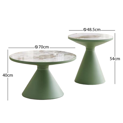 Set tavolinash dite Lynx HM18316.95, 2 copë, metal dhe sintered stone, jeshile mint