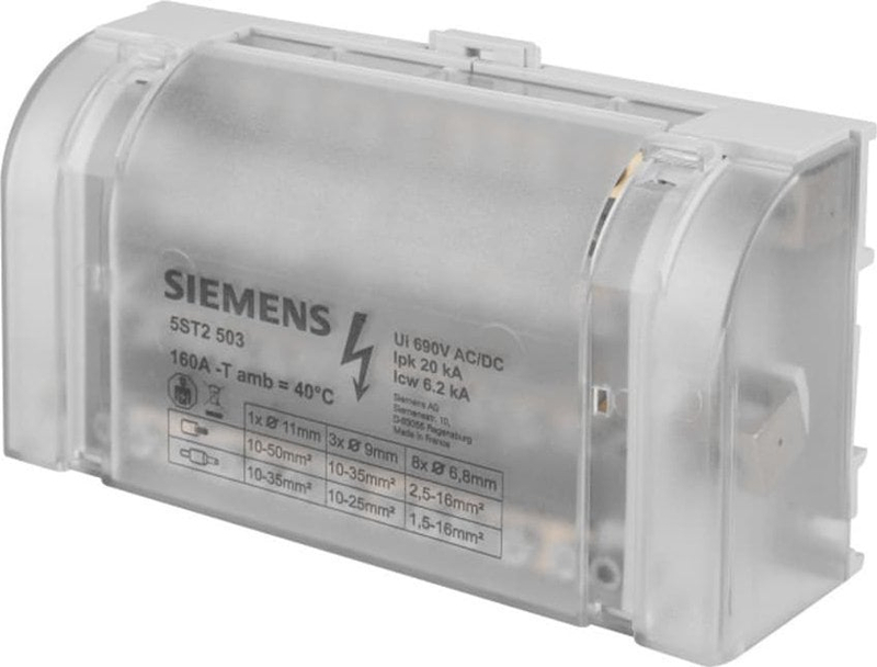 Bllok shpërndarës Siemens 5ST2503, 4 pole, 160A