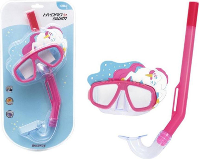 Set maskë zhytje me snorkel Bestway Animals 24059, për kalamaj, rozë