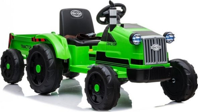 Traktor elektrik për kalamaj Lean Toys CH9959, 12V, me rimorkio, jeshil