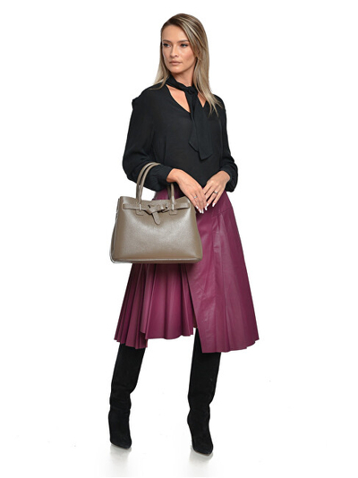 Çantë tote Anna Luchini Beige, lëkurë natyrale, bezhë