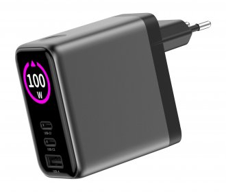 Karikues muri Newell GaN 100W me ekran TFT, 2x USB-C, USB-A, i bardhë