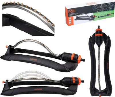 Спринклер за градина Black+Decker, лулкаст, 19 отвори, портокалов