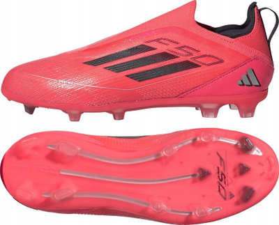 Këpucë futbolli Adidas F50 Pro Laceless Junior FG, pa lidhëse, për fushë të thatë, rozë