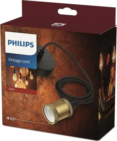 Llambadar varëse Philips Vintage Cord Gold, E27, 40W, kabllo 2m, ngjyrë ari