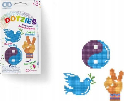 Set ngjitësash dekorativë DIAMOND DOTZ Peace, 3 copë, me diamantë