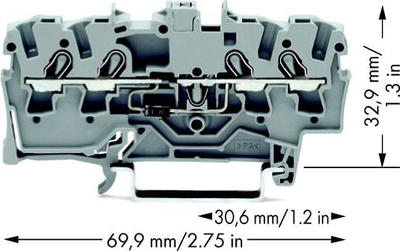 Terminal bllok Wago 2001-1411, 4 përçues, 1.5mm², me diodë, gri
