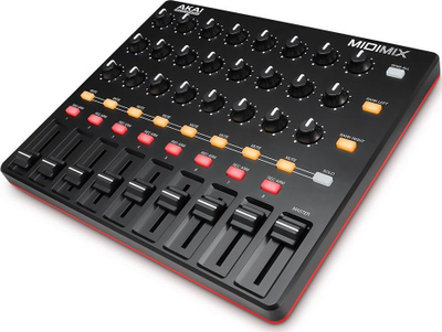 Kontrollues MIDI Akai MIDImix, sipërfaqe kontrolli, i vogël për tu marrë me vete, i zi