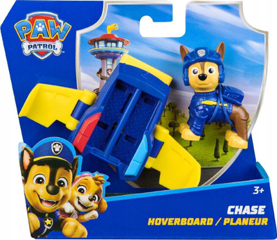 Figurinë PAW Patrol Chase Action Pups me hoverboard, me krahë palosës, për fëmijë 3+