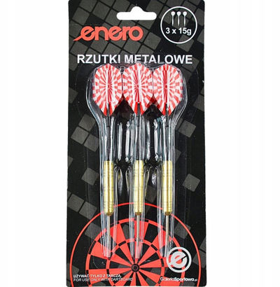 Set shigjetash dart Enero Metal Darts, 18g, set 3 copë, shumëngjyrëshe
