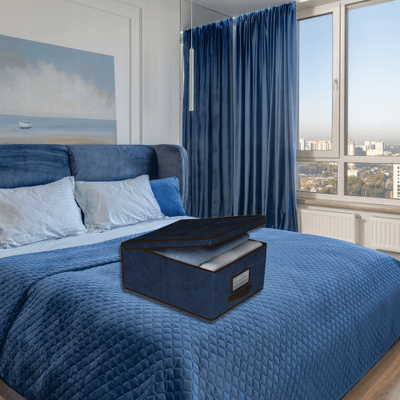Kuti për rregullim Blue Medium Box, madhësi e mesme, prej materiali tekstil jo të endur, blu