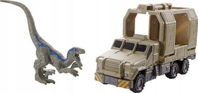 Kamion lodër Matchbox Jurassic World Armored Baryonyx Hauler, me dinosaurë, shumëngjyrësh
