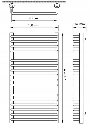 Radiator banjoje EDAN WEST 12/40, 700x450mm, 457W, i bardhë