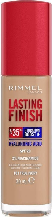 Fondatinë fytyre Rimmel Lasting Finish 35H, SPF20, 30ml, nuanca 103 True Ivory