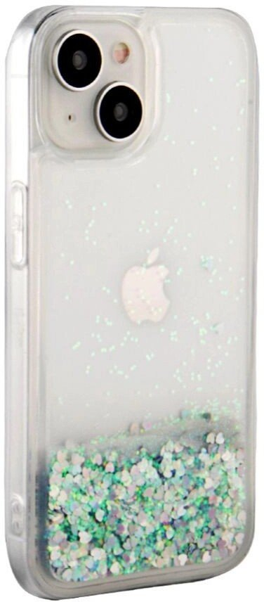 Mbrojtëse iLike Silicone Case Water Glitter për Apple iPhone 15, e argjendtë