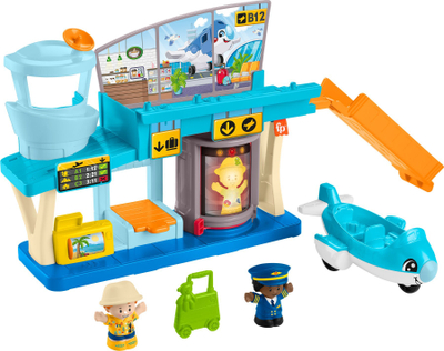 Set loje Fisher-Price Little People Everyday Adventures Airport, aeroplan lodër, 3 pjesë, shumëngjyrësh