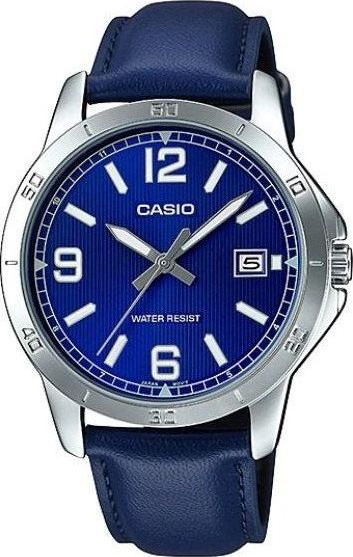 Ora dore Casio MTP-V004L-2B, analoge, rrip lëkure, blu