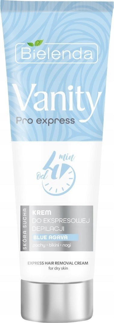 Krem për heq qimet e trupit Bielenda Vanity Pro Express Blue Agava, për lëkurë të thatë, 75 ml, blu