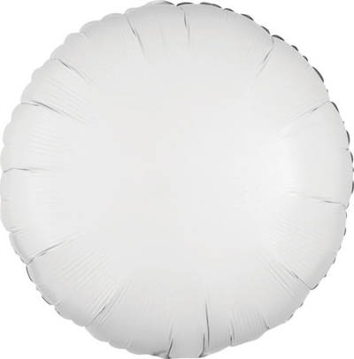Balonë foli dekorative Metallic White Round, 43cm, e bardhë metalike