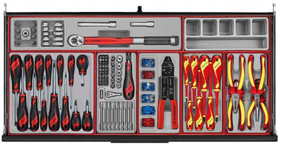 Karrocë veglash Teng Tools TKW37B1008T PRO35TM, set 1008 pjesë, 8 sirtarë, e zezë