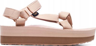Sandale Teva Flatform Universal për goca, me platformë të lartë, me rripa prej materiali tekstil, bezhë