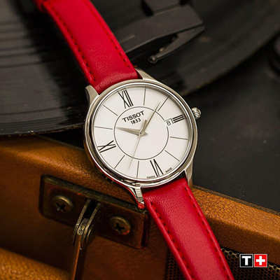 Orë për meshkuj Tissot Bella Ora Round T103.210.16.018.00, e zezë/ e kuqe