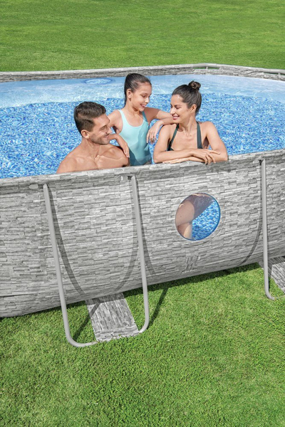 Pishinë kornizë Bestway Steel Pro Max 56946, 488x305x107 cm, pompë me rërë, blu