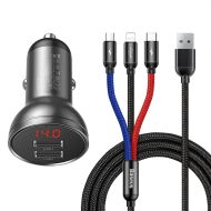Karikues makine Baseus Three Primary Colors TZCCBX-0G, 2x USB-A 4.8A 24W, me kabllo 3 në 1, i zi