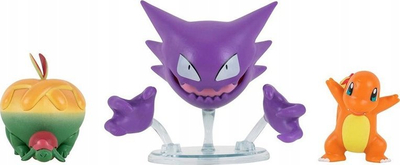 Set figura Pokemon Jazwares Battle Figure, 3 copë 5 cm, Charmander Appletun Haunter, shumëngjyrëshe