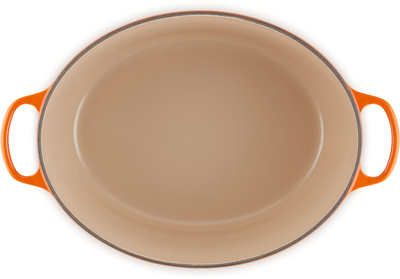 Tenxhere gize ovale Le Creuset Signature, me kapak, portokalli