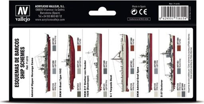 Set bojërash akrilike Vallejo Model Air VAL71615, Kriegsmarine WWII, për airbrush