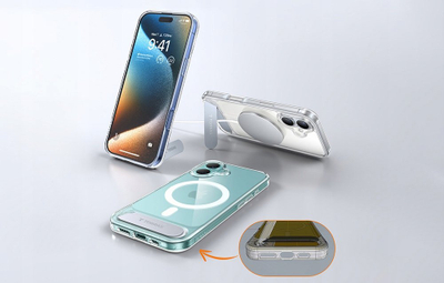 Mbulesë telefoni Torras Pstand Series për iPhone 16, magnetike, transparente