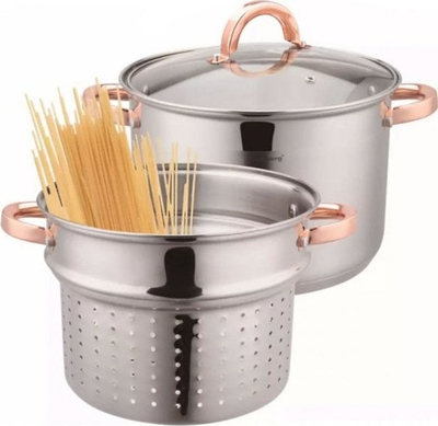 Tenxhere për makarona Klausberg KB 7739, 24 cm, 7 L, për induksion, inox argjend me rozë gold