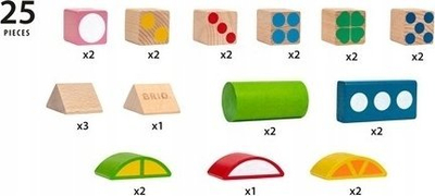 Едукативна играчка BRIO, 25 дрвени коцки со фигури, разнобојни