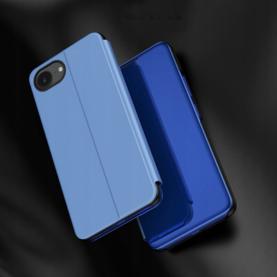 Навлака за телефон Hurtel Clear View за iPhone 16e, со капак, сина