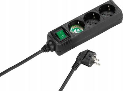 Zgjatues elektrik Vivanco 27015, 3 priza Schuko, me buton ndezje/fikje, i zi