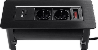 Prizë tavoline rrotulluese Ergoline SPS-O24B, 2x prizë, 2x USB, e zezë