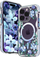 Mbrojtëse telefoni Kingxbar Flora Series për iPhone 14 Plus, MagSafe, transparente me lule orkide