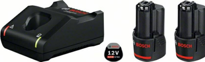 Set baterish dhe karikuesi Bosch Basic Starter Set 2x2.0Ah GAL 12V-40, Li-Ion, blu