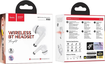 Kufje pa tela Hoco EQ2, in-ear, me kuti karikimi, të bardha