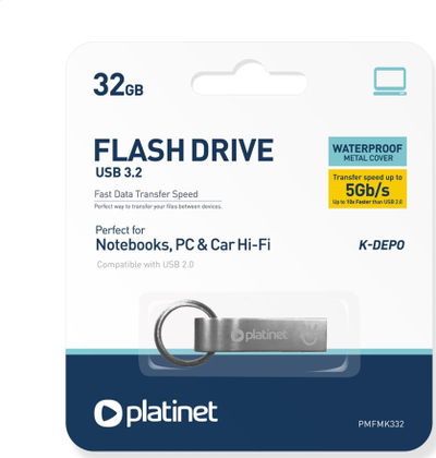 USB flash Platinet Mini Depo 3.2, 16GB, metal, argjendtë