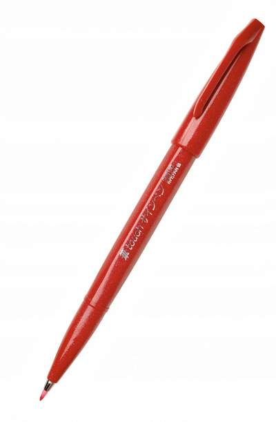 Стилопис brush Pentel Brush Sign, флексибилна врвка, флуоресцентно црвена боја