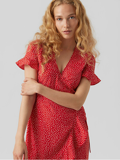 Fustan VERO MODA VMHENNA Regular Fit, i kuq