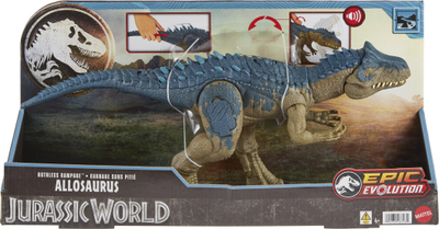 Lodër dinosauri Mattel Jurassic World Ruthless Rampage Allosaurus, 43 cm, me zë, shumëngjyrëshe