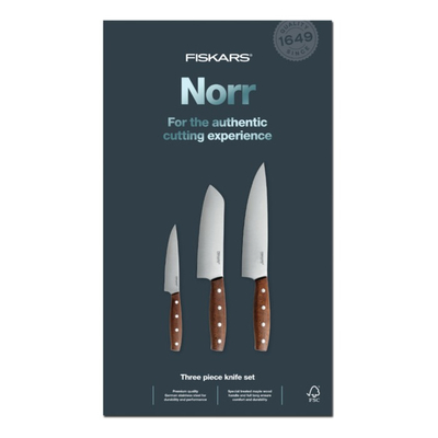 Set thika Fiskars Norr, 3 copë, 16 cm, kaftë