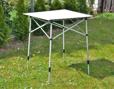 Tavolinë palose kampingu High Peak Sevilla 44180, 70 x 70 cm, lartësi e rregullueshme, argjendi