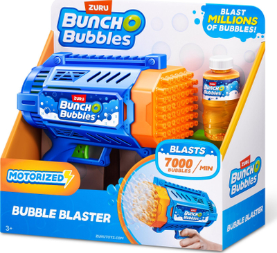 Lodër pistoletë flluskash Zuru Bunch O Bubbles Blaster Medium, motorike, me solucion, blu portokalli