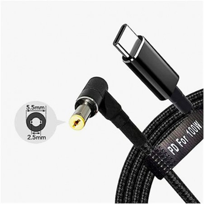Kabel Fusion Accessories USB-C për Asus, 100W, i zi
