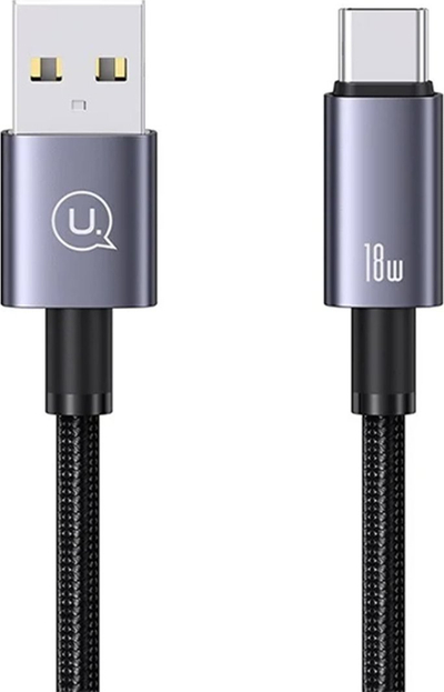 Kabllo USB në USB-C Usams SJ680USB01, 3A, 0.25m, e zezë metalike